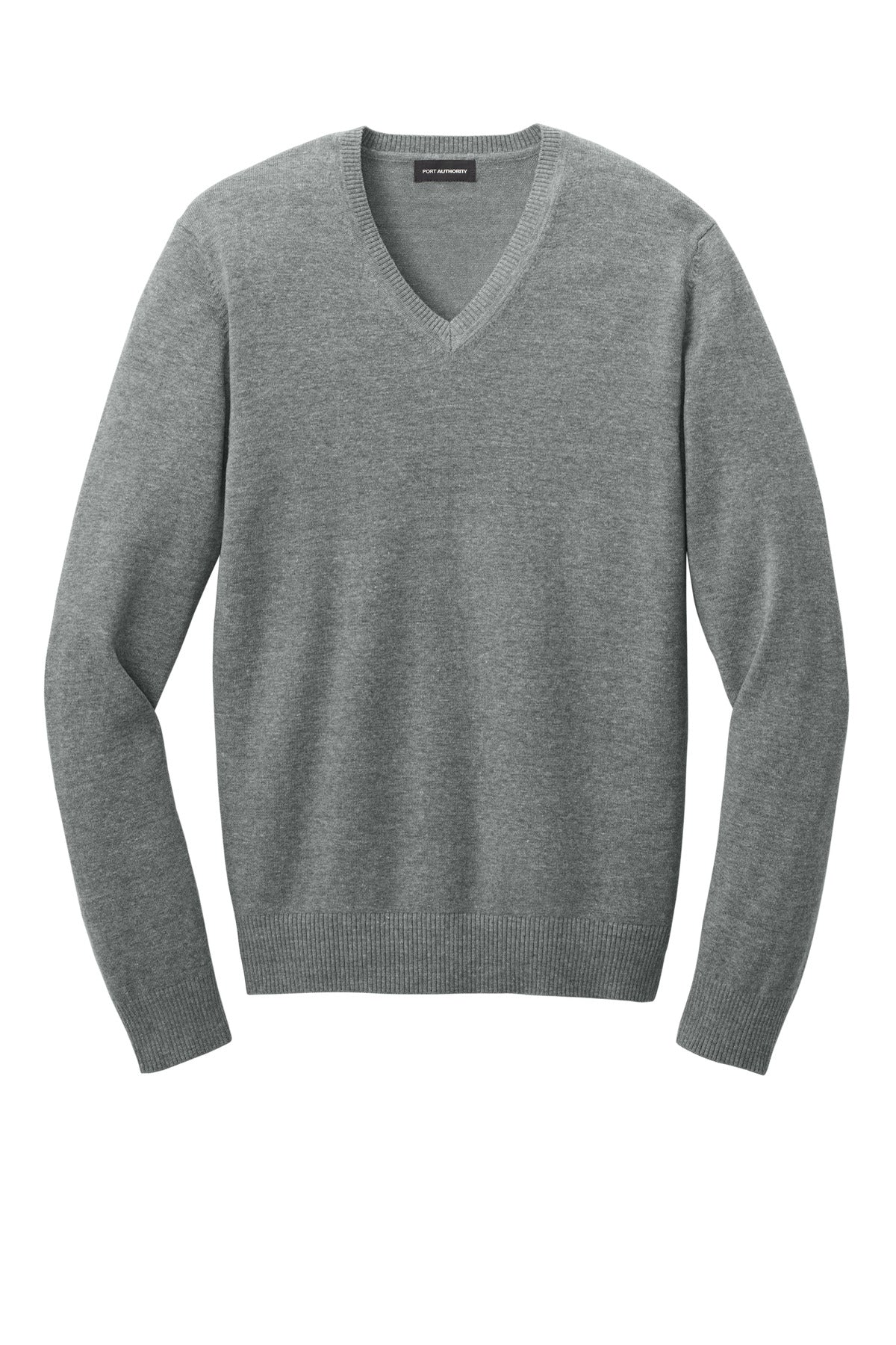Front View of MdHtGrey Port Authority Easy Care V-Neck Sweater SW2850