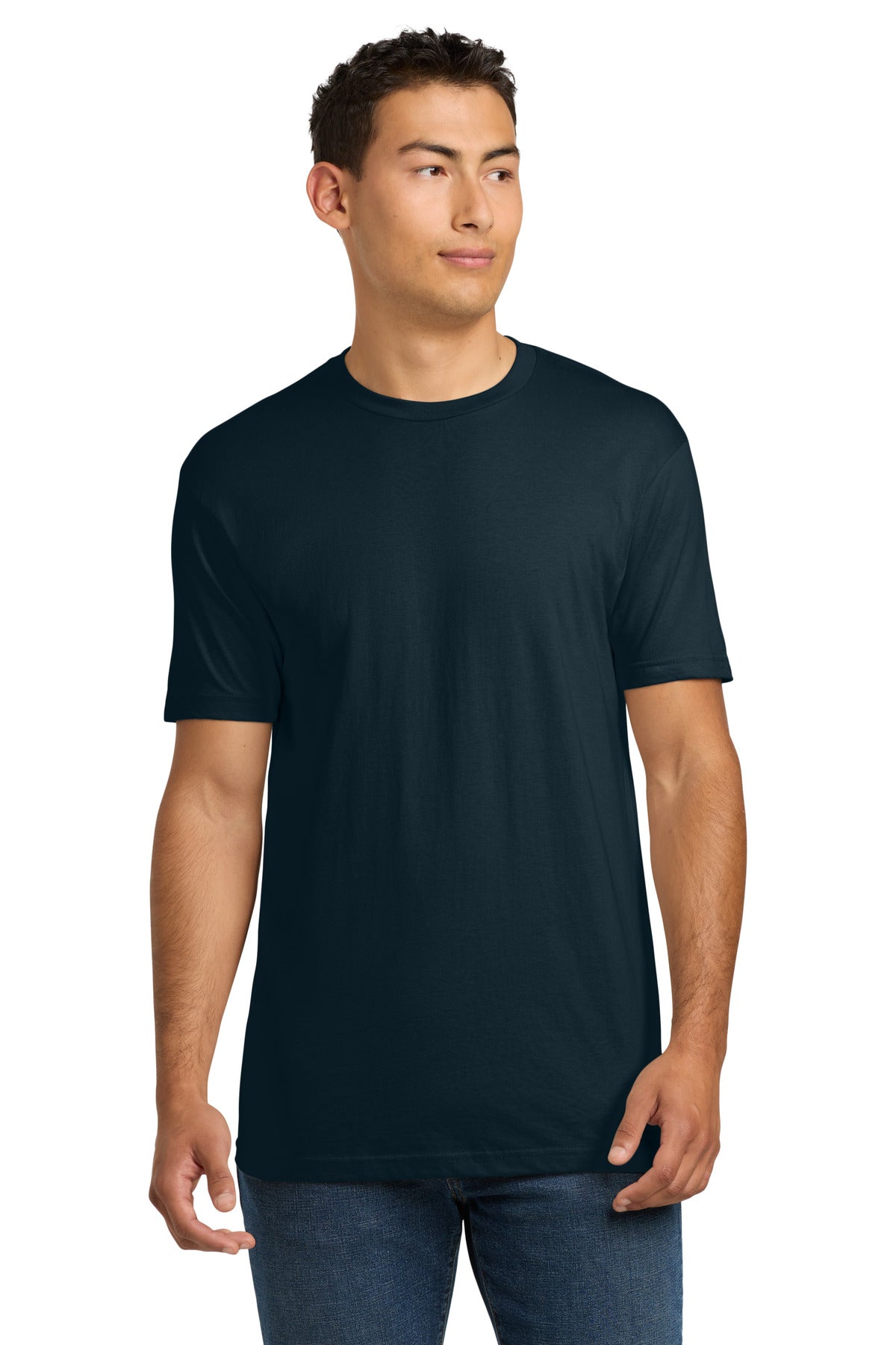 Front View of MdntNavy Next Level Apparel Adult Cotton Tee. NL3600