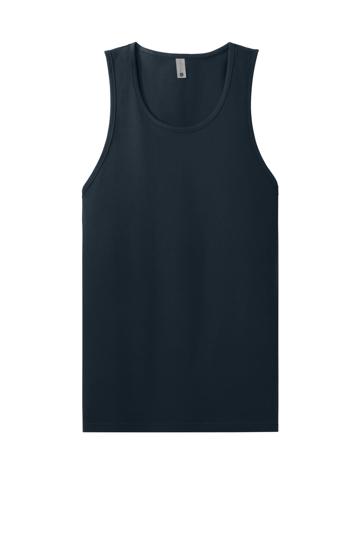 Front View of MdntNavy Next Level Apparel Cotton Muscle Tank NL3633