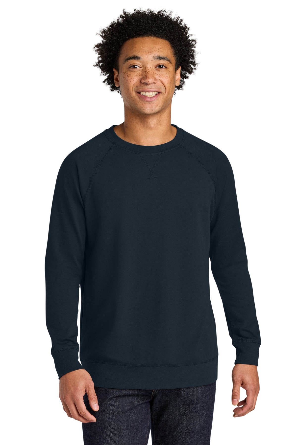 Front View of MdntNavy Next Level Apparel Laguna Raglan Sweatshirt NL9000