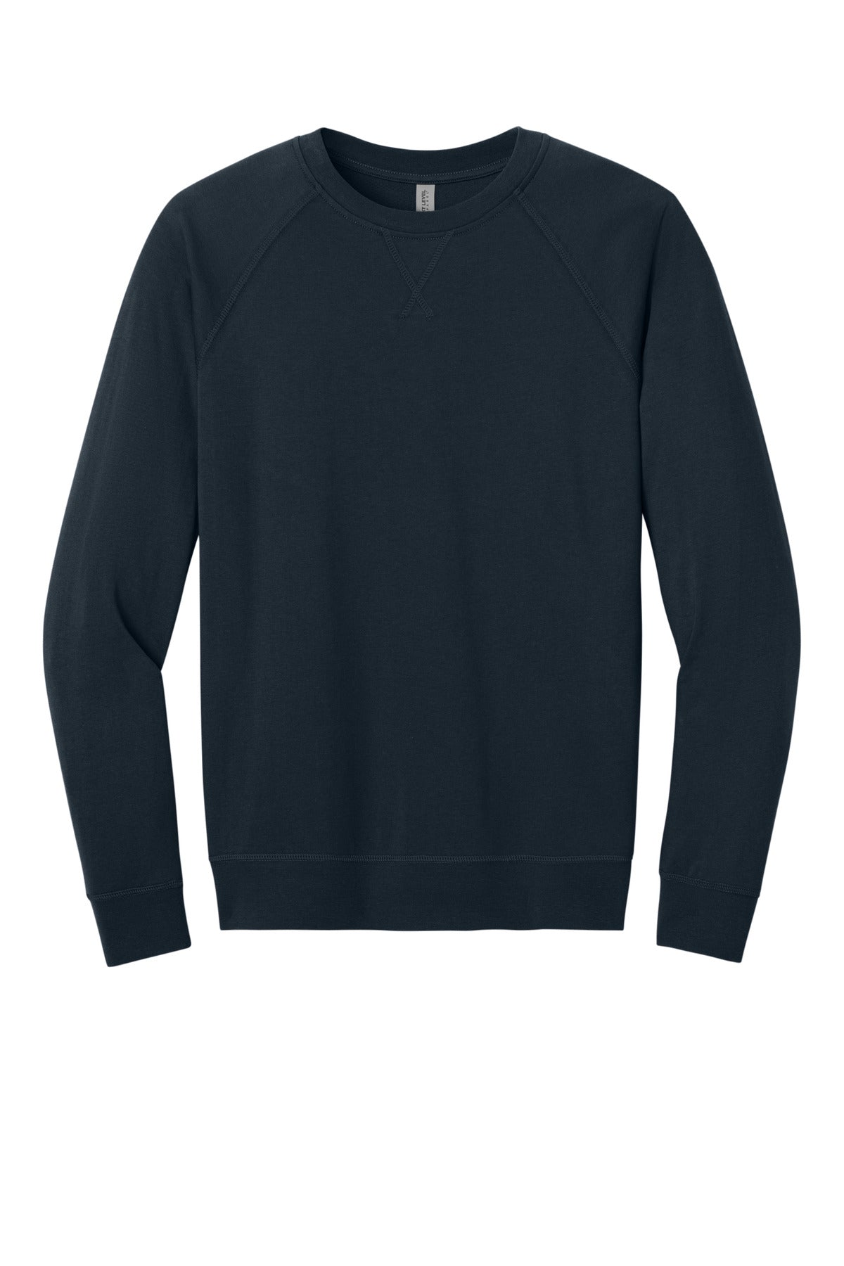 Front View of MdntNavy Next Level Apparel Laguna Raglan Sweatshirt NL9000