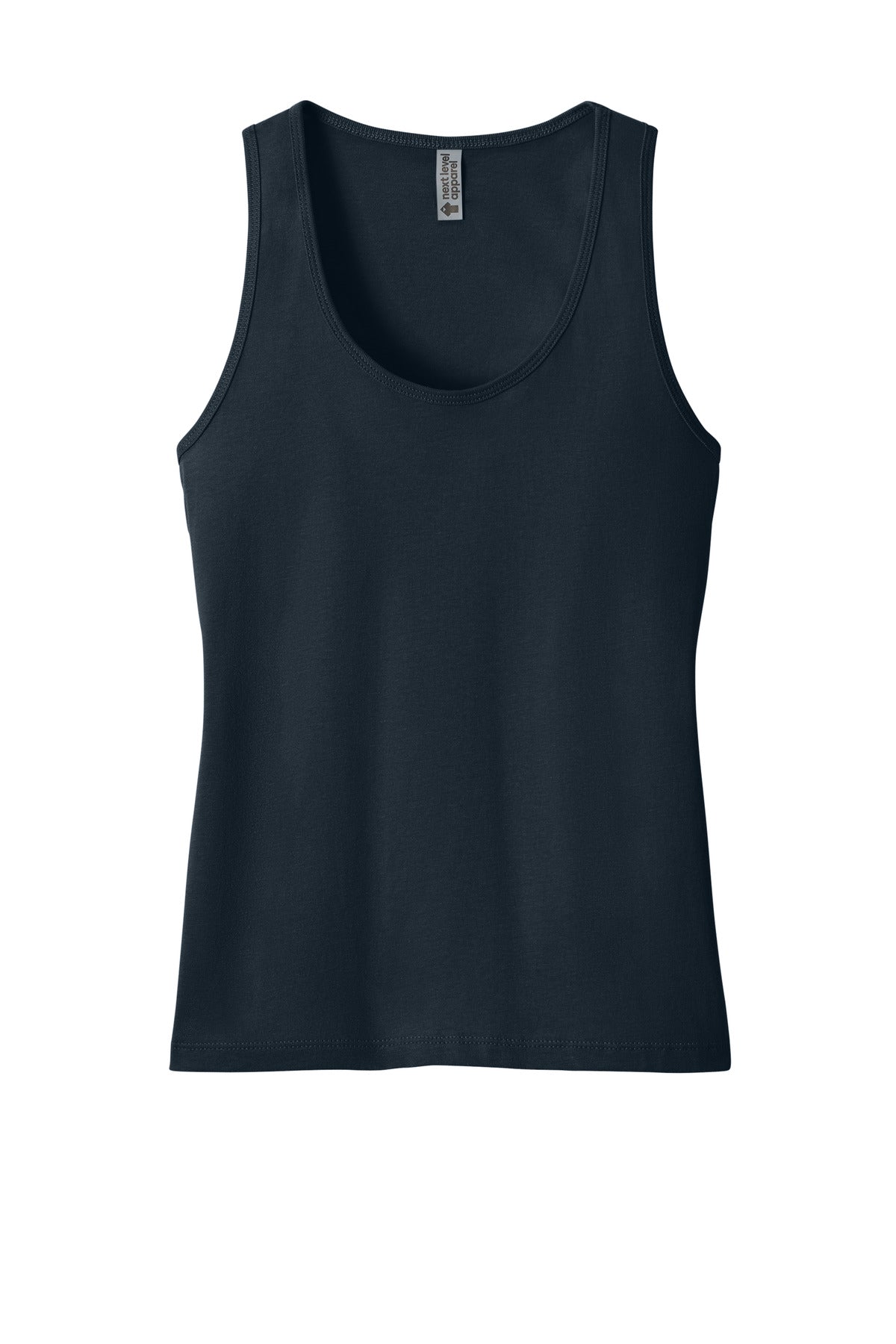 Front View of MdntNavy Next Level Apparel Women's Cotton Tank NL3933
