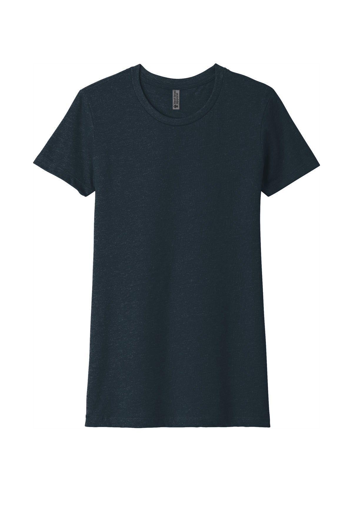 Front View of MdntNavy Next Level Apparel Women's CVC Tee. NL6610