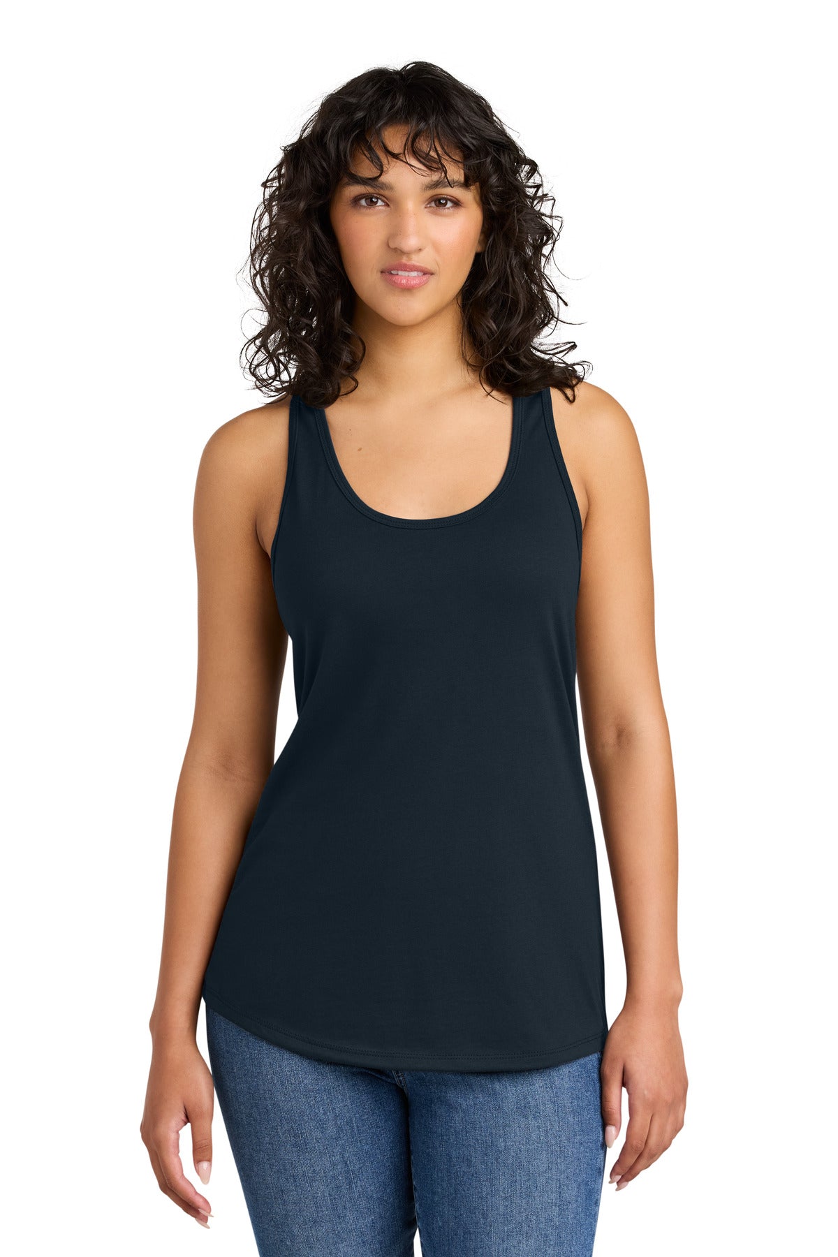 Front View of MdntNavy Next Level Apparel Women's Ideal Racerback Tank NL1533