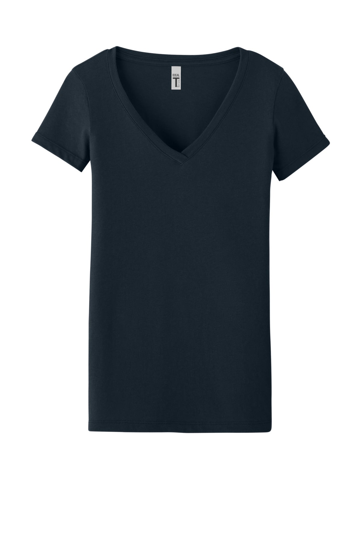 Front View of MdntNavy Next Level Apparel Women's Ideal V-Neck Tee NL1540