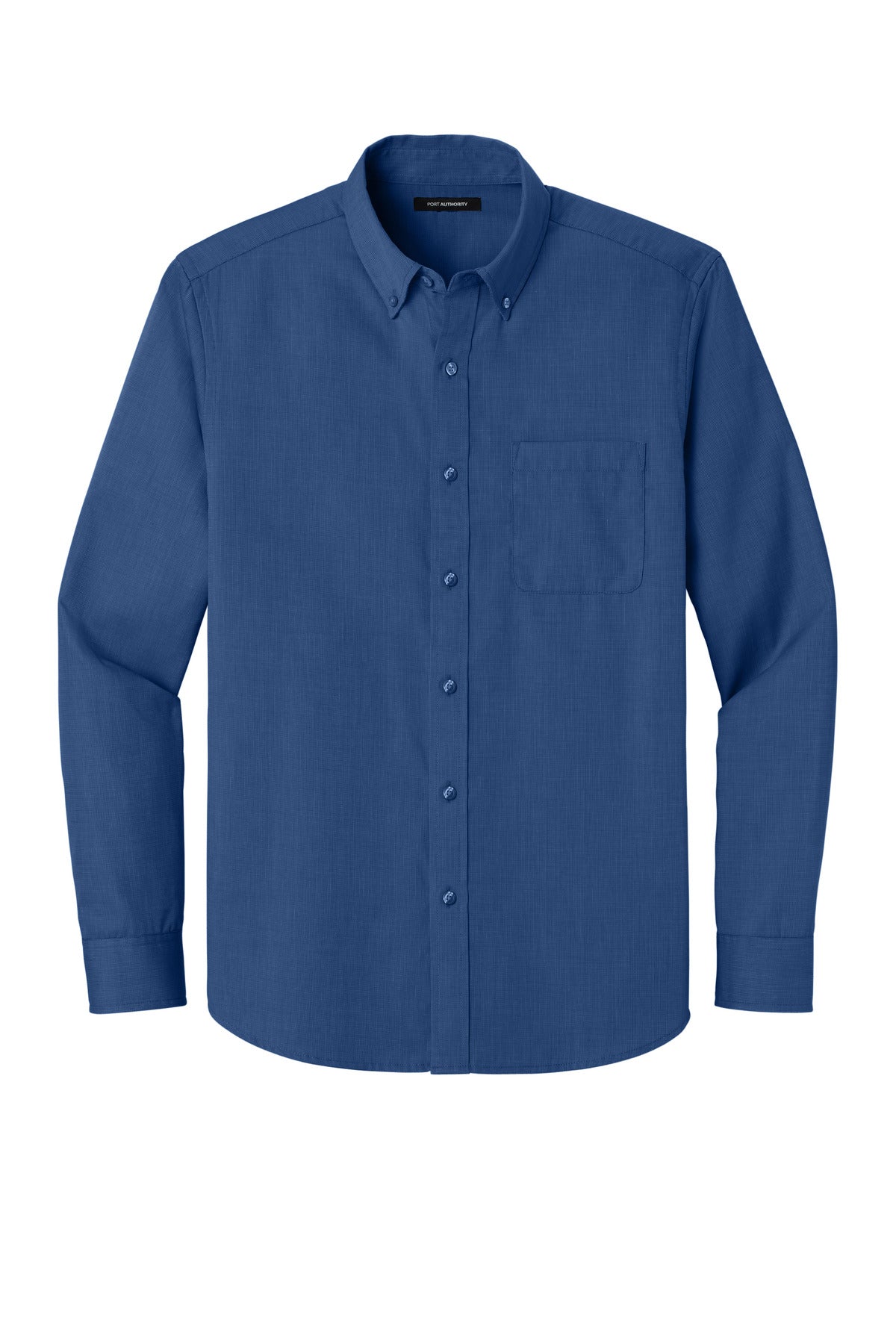 Front View of MediBlue Port Authority Long Sleeve Nailhead Easy Care Shirt W816