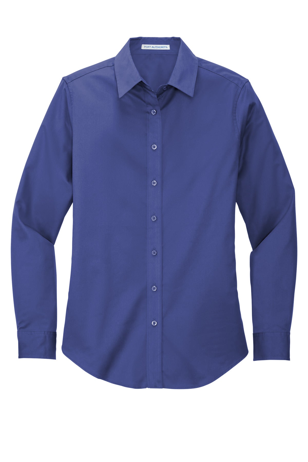 Front View of Medit. Blue Port Authority Women's Long Sleeve Easy Care Shirt. L608