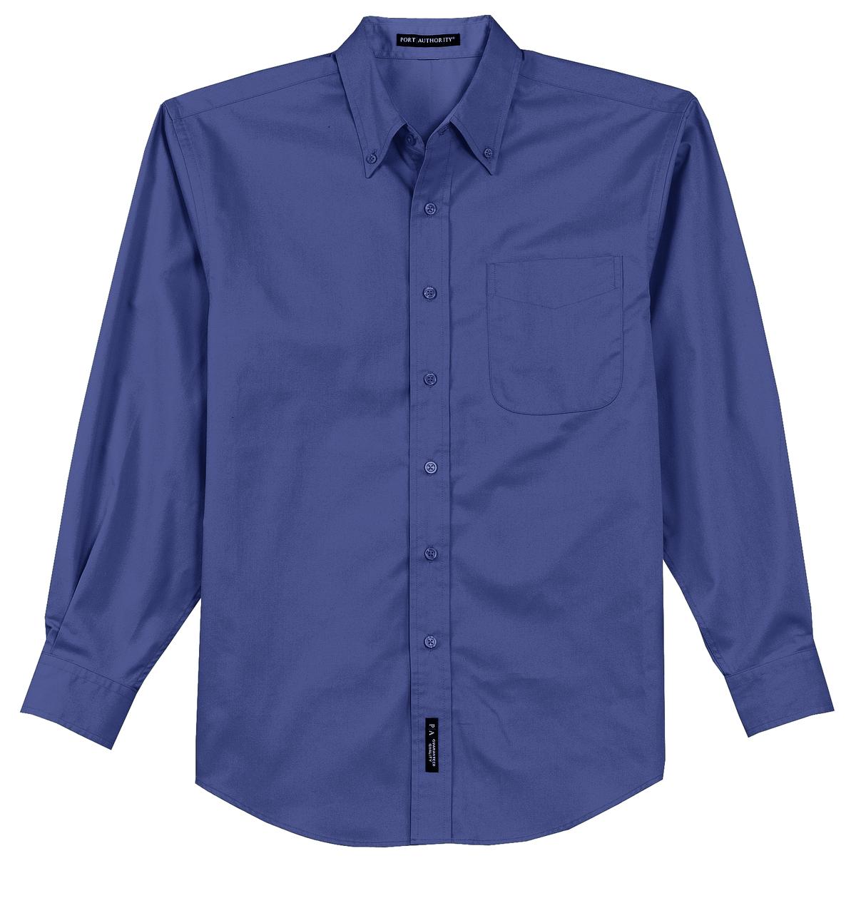 Front View of Mediter. Blue Port Authority Long Sleeve Easy Care Shirt S608