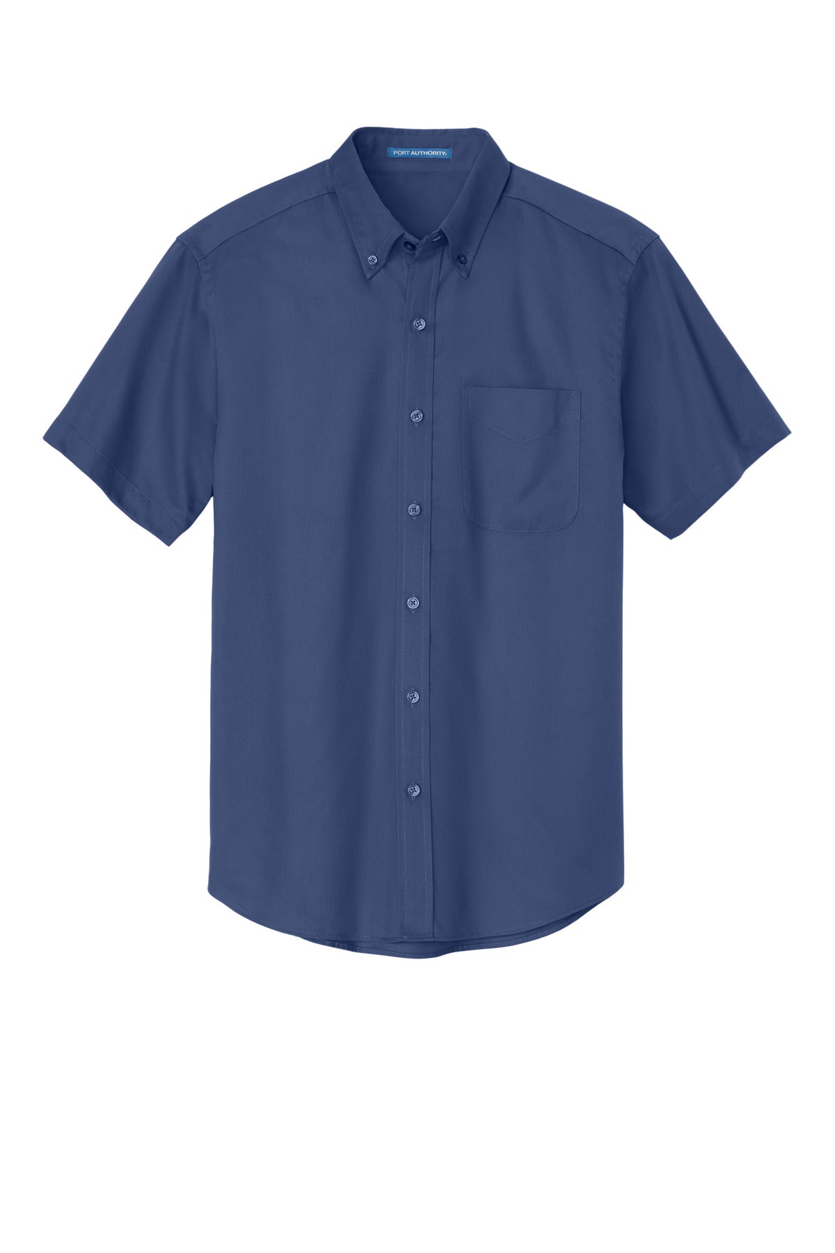 Front View of Mediteran Blue Port Authority Short Sleeve Easy Care Shirt. S508