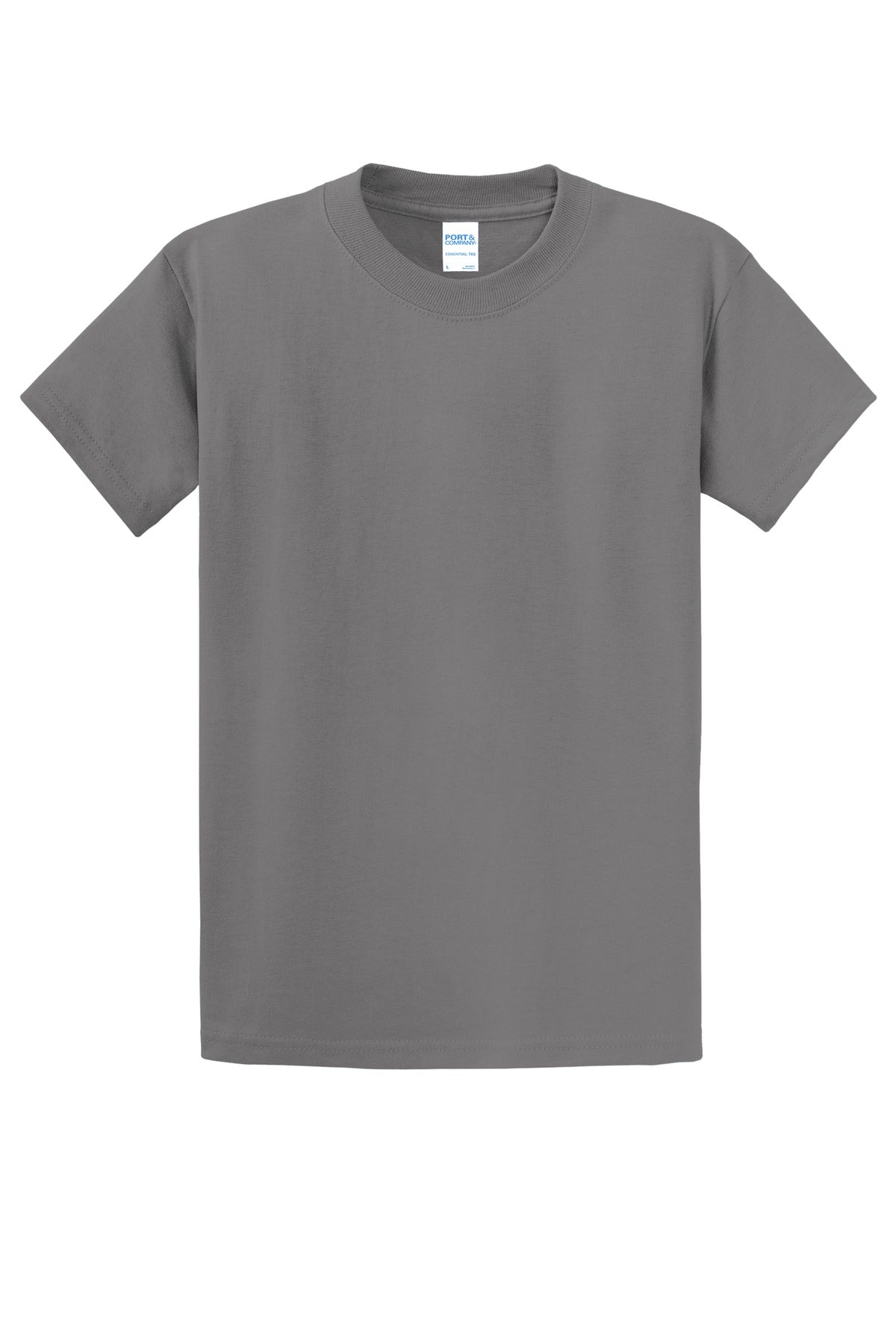 Front View of Medium Gray Port & Co Essential Tee. PC61