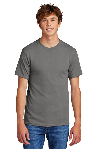 Front View of Medium Grey Port & Co Core Blend Tee. PC55
