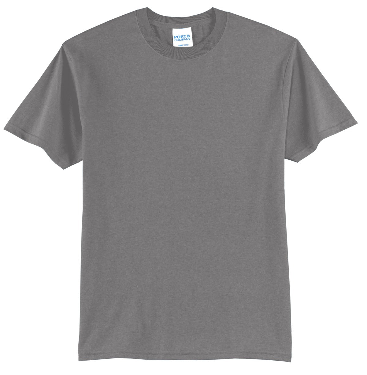 Front View of Medium Grey Port & Co Tall Core Blend Tee. PC55T