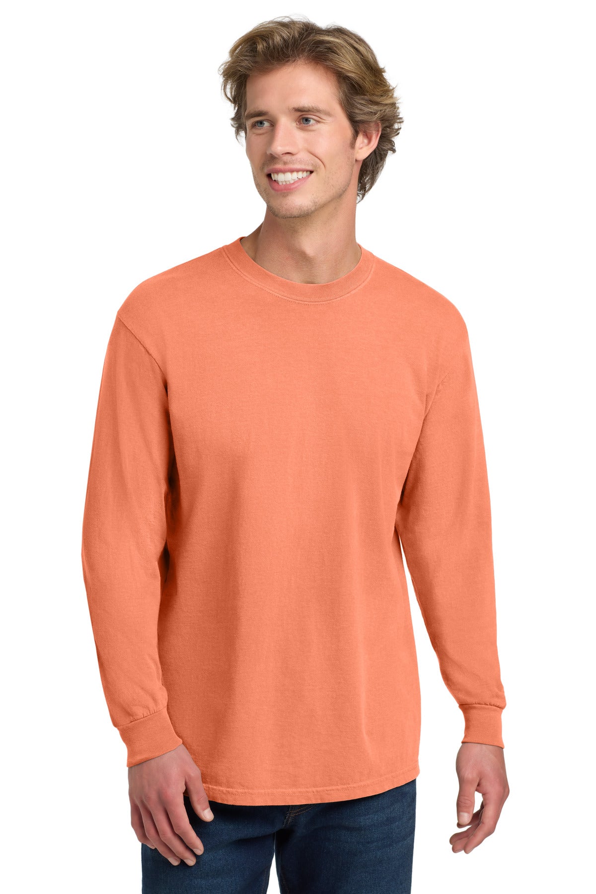 Front View of Melon COMFORT COLORS Heavyweight Ring Spun Long Sleeve Tee. 6014