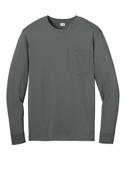Front View of MetalGrey CornerStone Workwear Pro Long Sleeve Pocket Tee CS440LSP