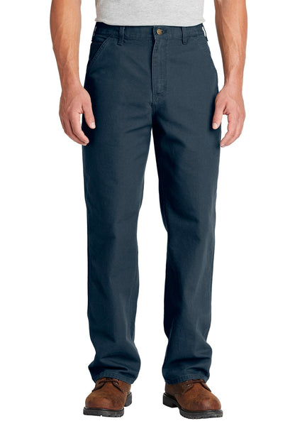 Front View of Midnight Carhartt Washed-Duck Work Dungaree. CTB11