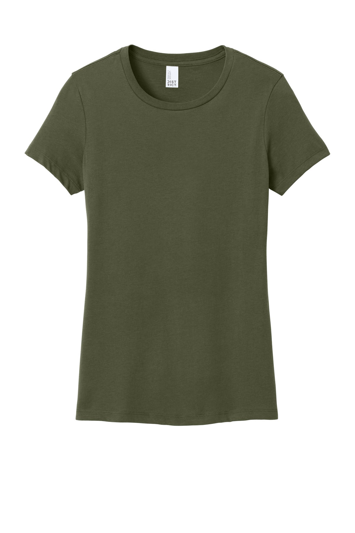 Front View of MilGreen District Women's Perfect Weight Tee. DM104L