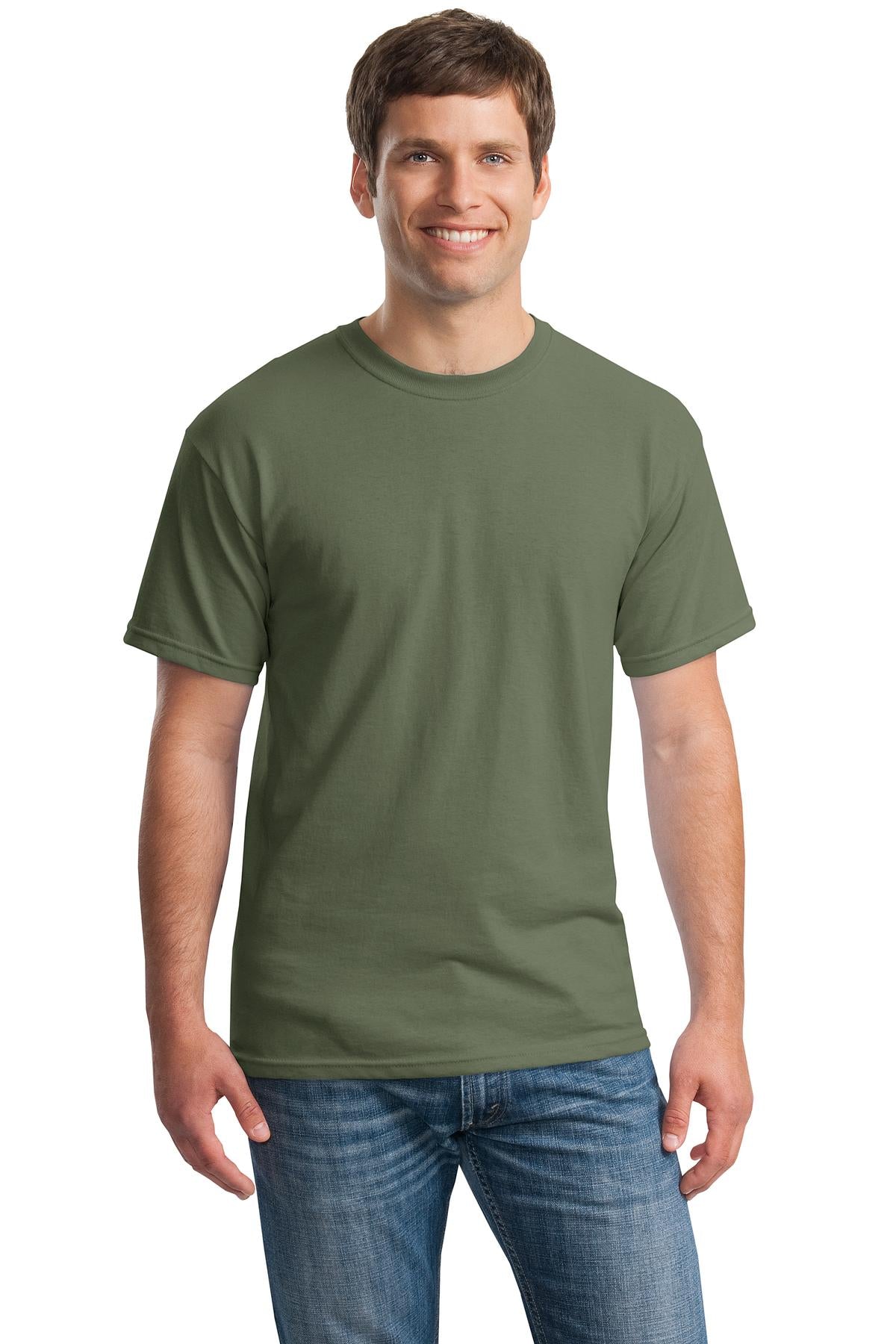 Front View of MilGreen Gildan - Heavy Cotton 100% Cotton T-Shirt. 5000