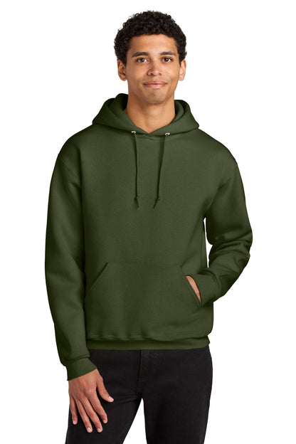 Front View of MilGreen Jerzees Rugged Unisex Hooded Sweatshirt H12M