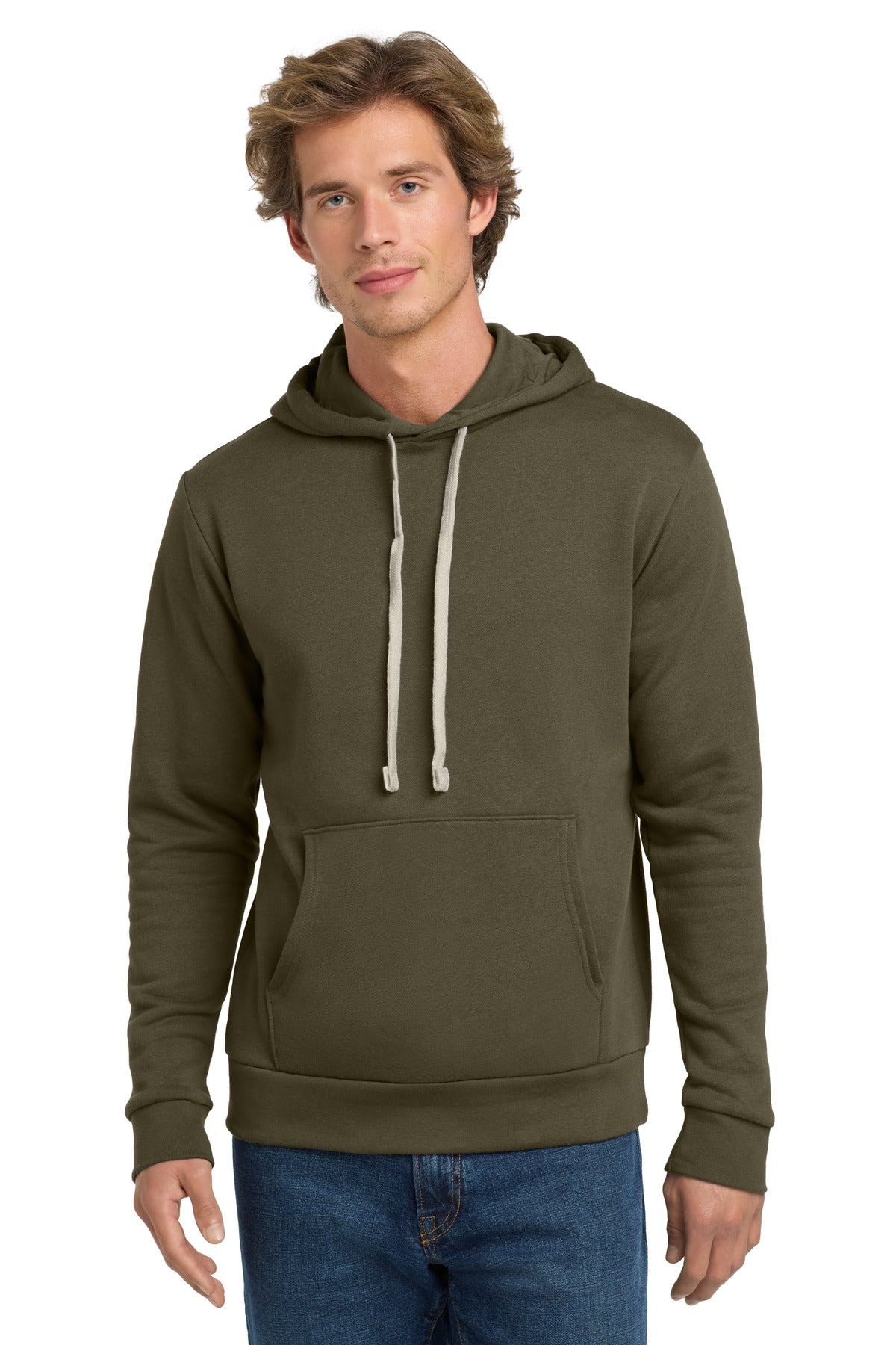 Front View of MilGreen Next Level Apparel Adult Santa Barbara Pullover Hoodie. NL9303