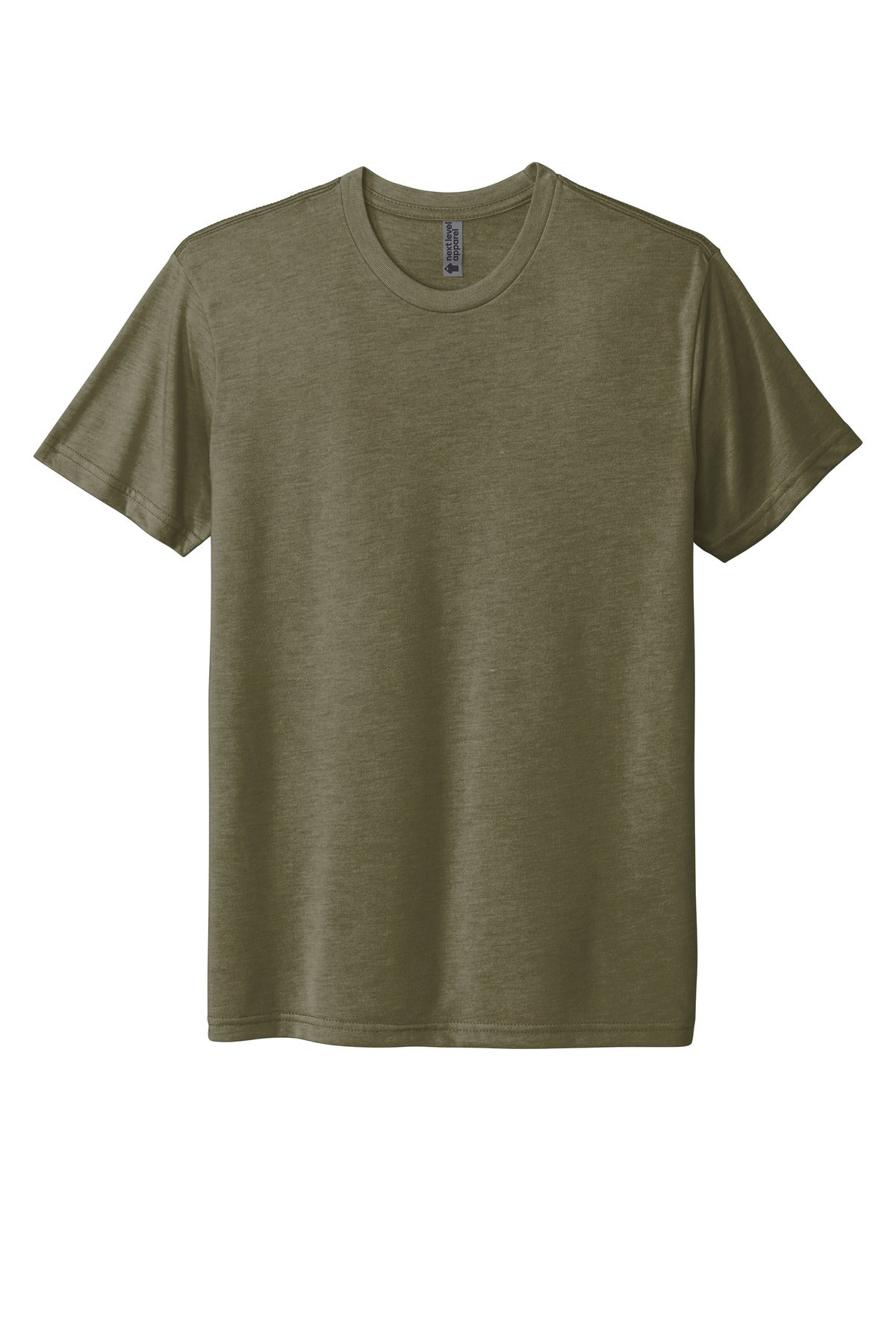 Front View of MilGreen Next Level Apparel Adult Tri-Blend Tee. NL6010