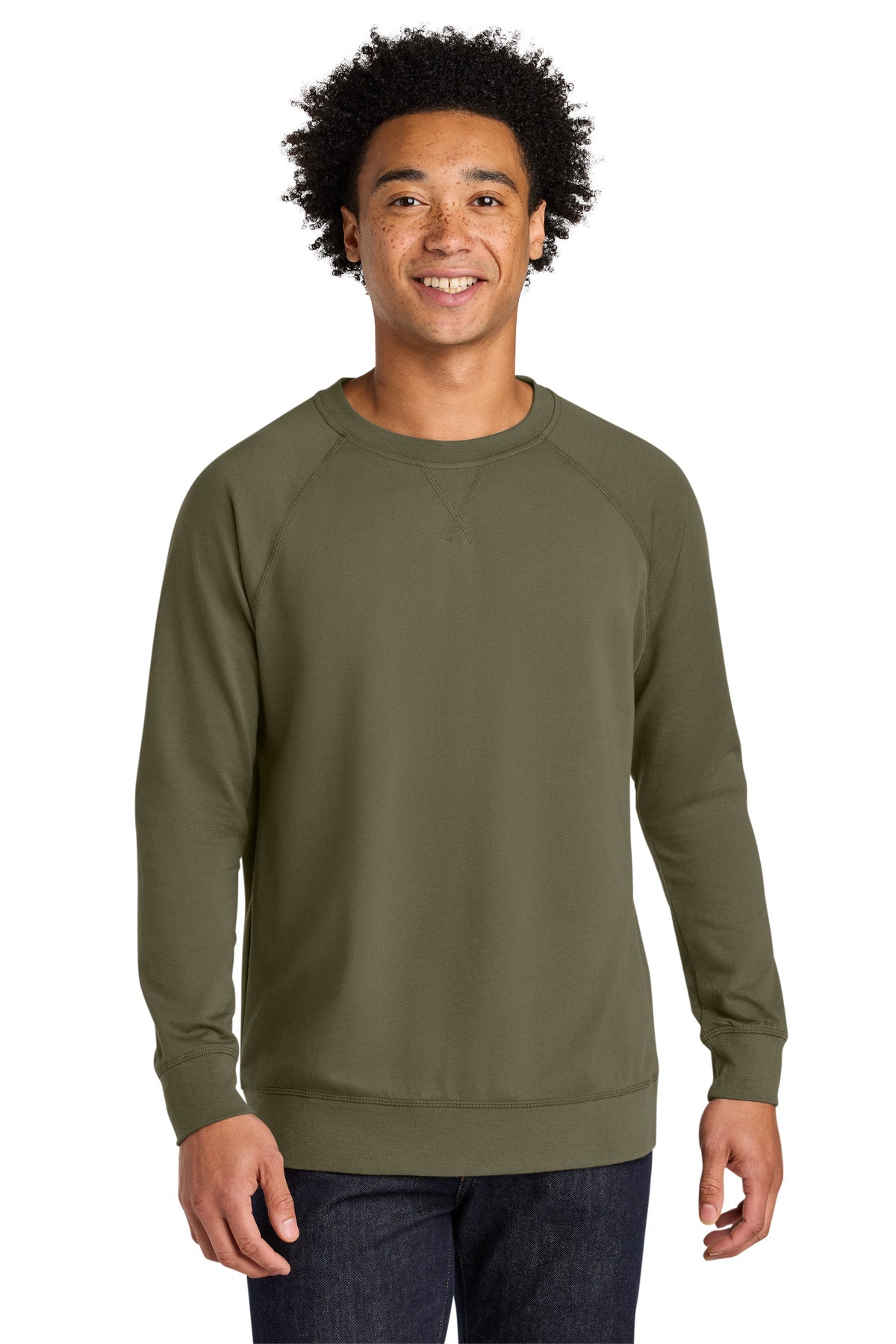 Front View of MilGreen Next Level Apparel Laguna Raglan Sweatshirt NL9000