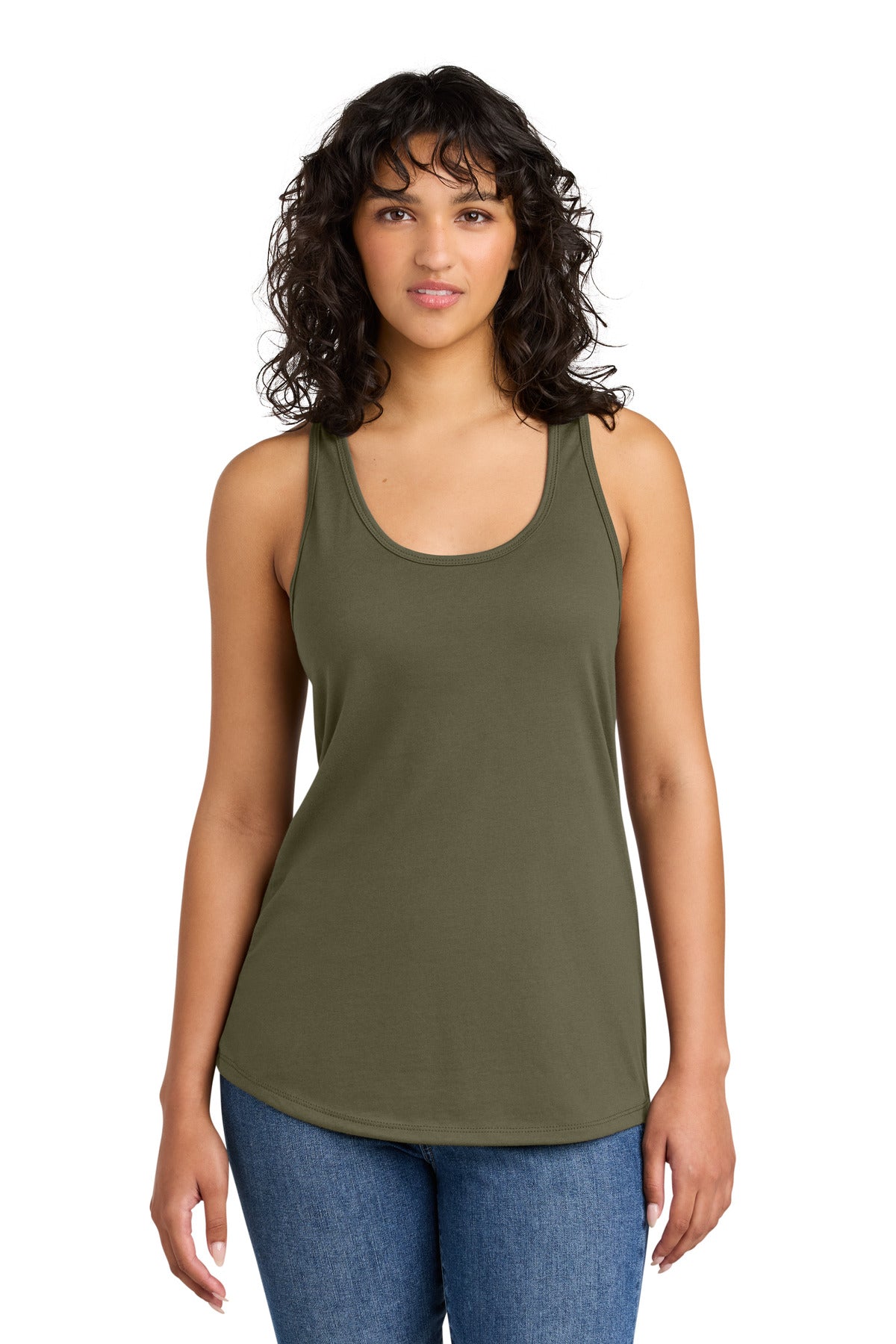 Front View of MilGreen Next Level Apparel Women's Ideal Racerback Tank NL1533