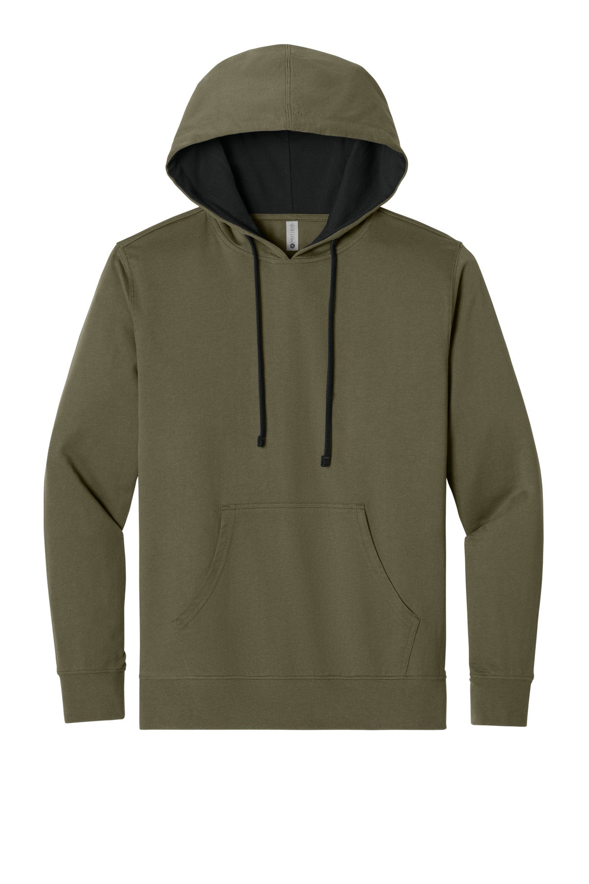 Front View of MilGrn/Blk Next Level Apparel Laguna Hoodie NL9301