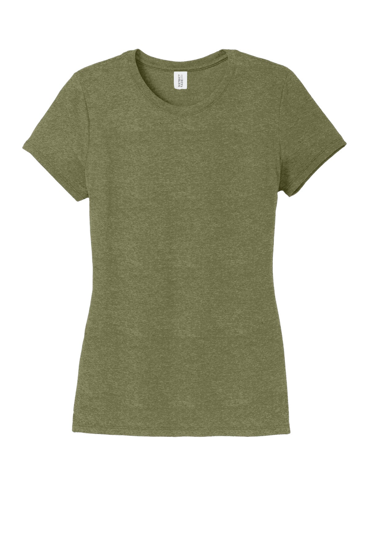 Front View of MilGrnFst District Women's Perfect Tri Tee. DM130L