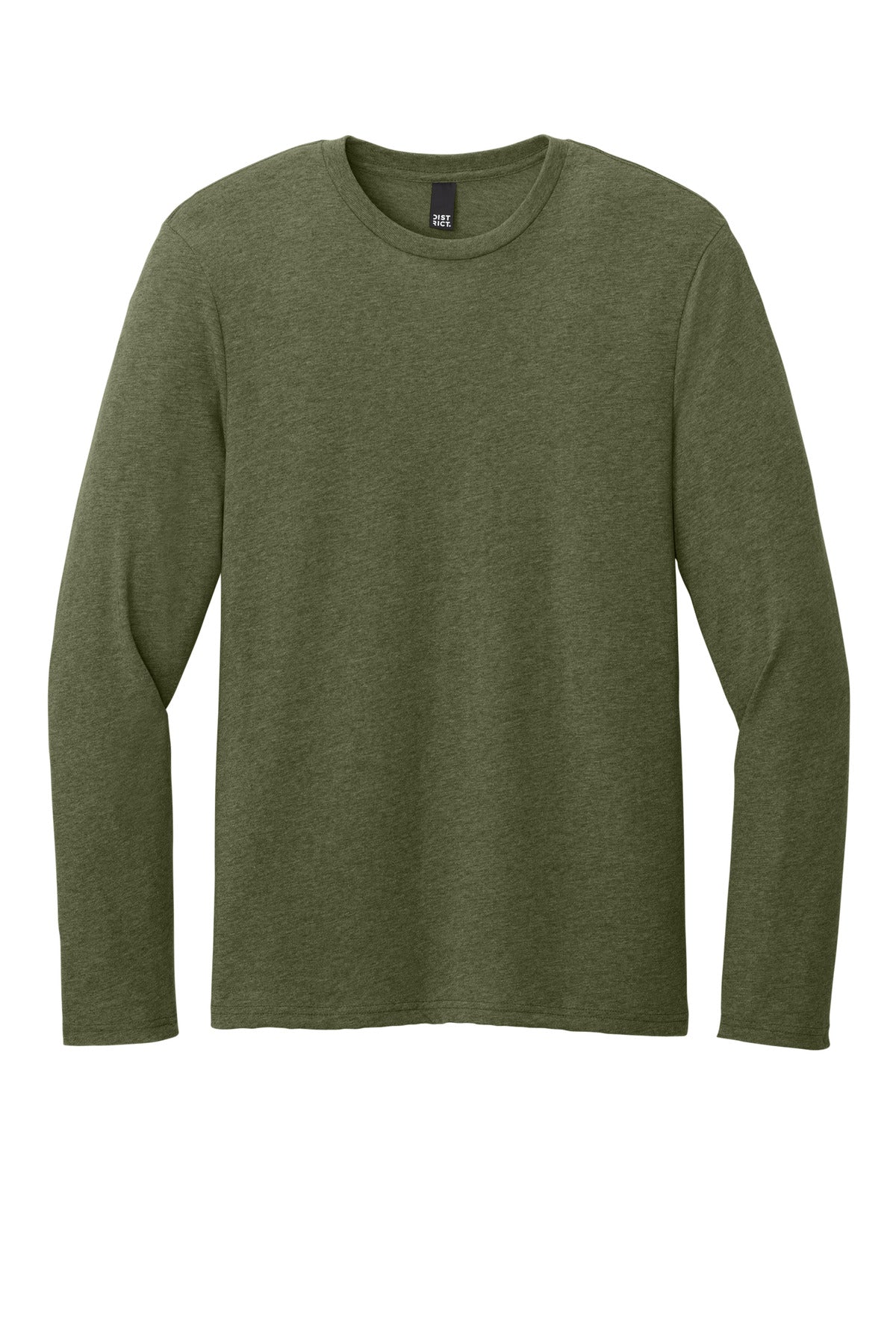 Front View of MilGrnHtr District Perfect Weight CVC Long Sleeve Tee DT185