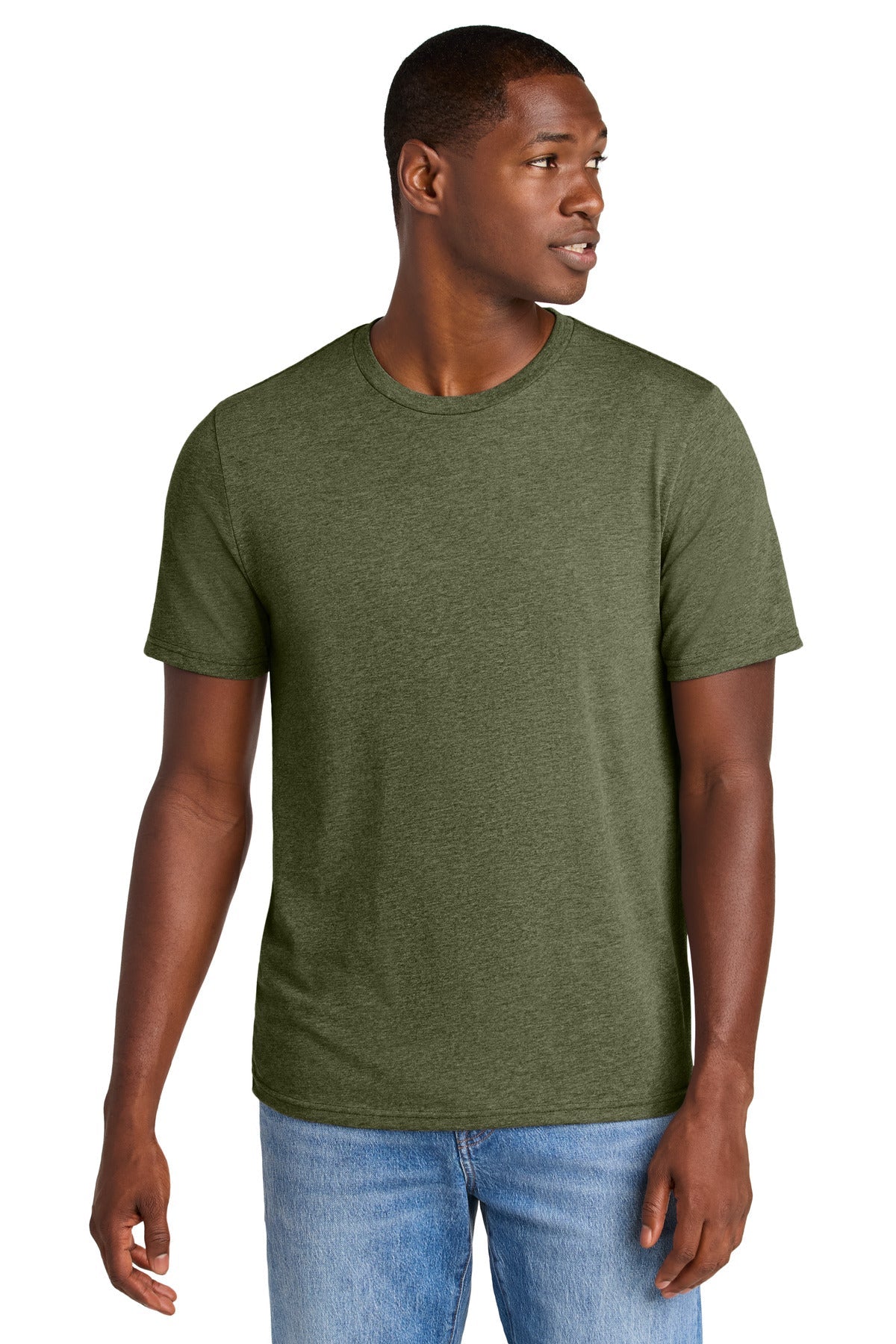 Front View of MilGrnHtr District Perfect Weight CVC Tee DT184