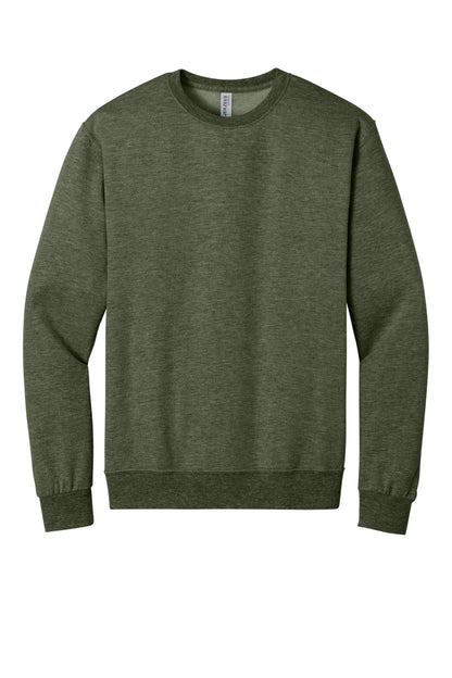 Front View of MilGrnHtr Jerzees Ultimate Unisex CVC Ring Spun Crewneck Sweatshirt IC48M