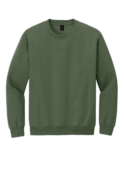 Front View of Military Green Gildan Heavy Blend Crewneck Sweatshirt. 18000