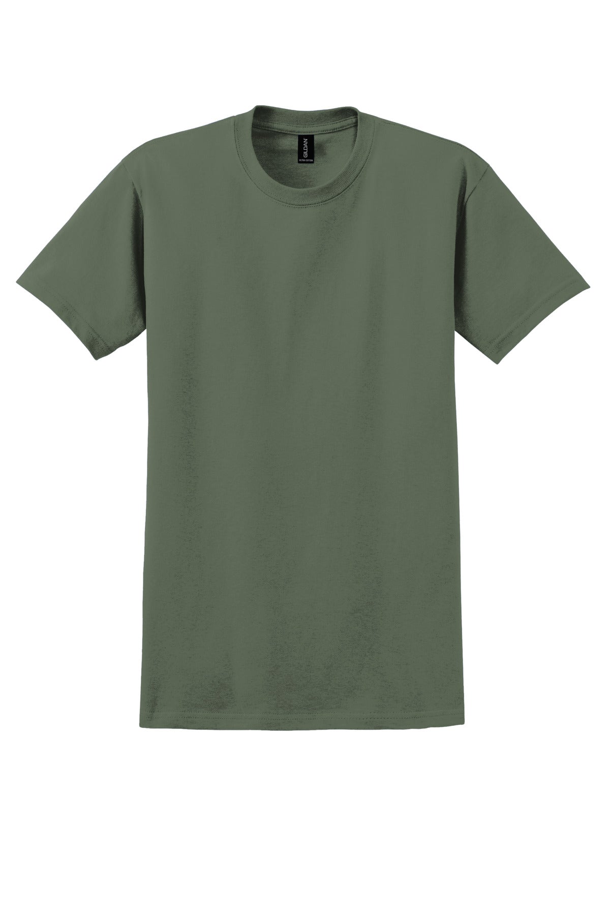 Front View of Military Green Gildan - Ultra Cotton 100% US Cotton T-Shirt. 2000