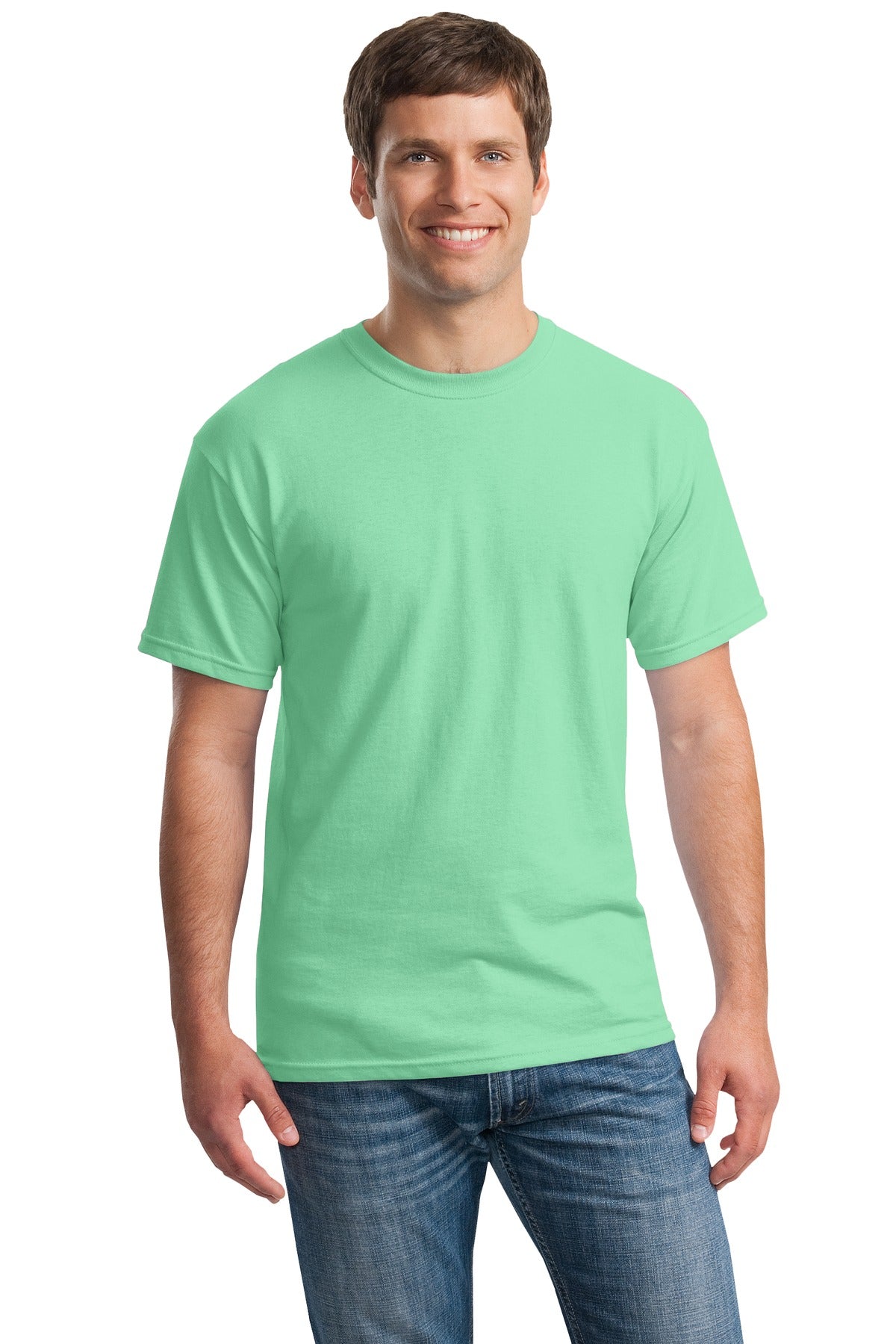 Front View of Mint Green Gildan - Heavy Cotton 100% Cotton T-Shirt. 5000