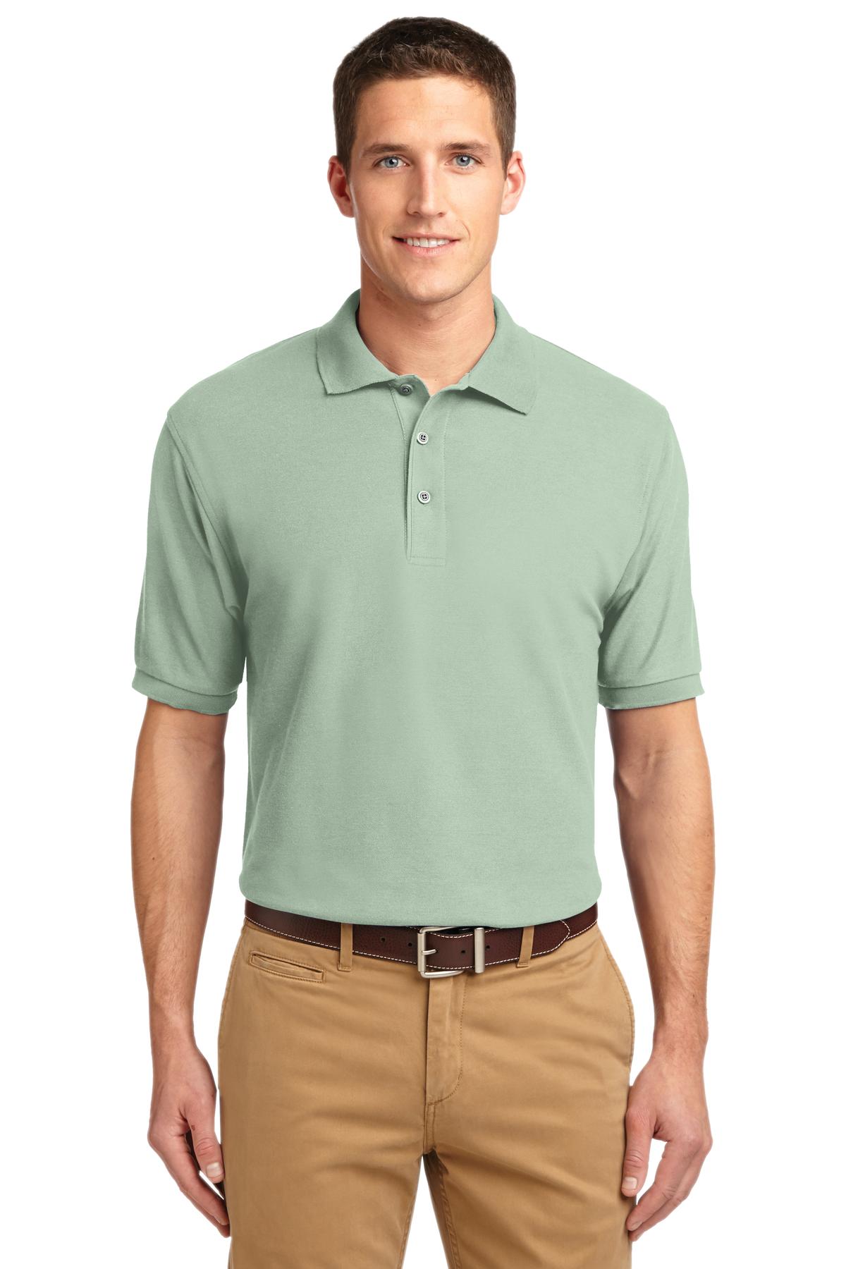 Front View of Mint Green Port Authority Extended Size Silk Touch Polo K500ES