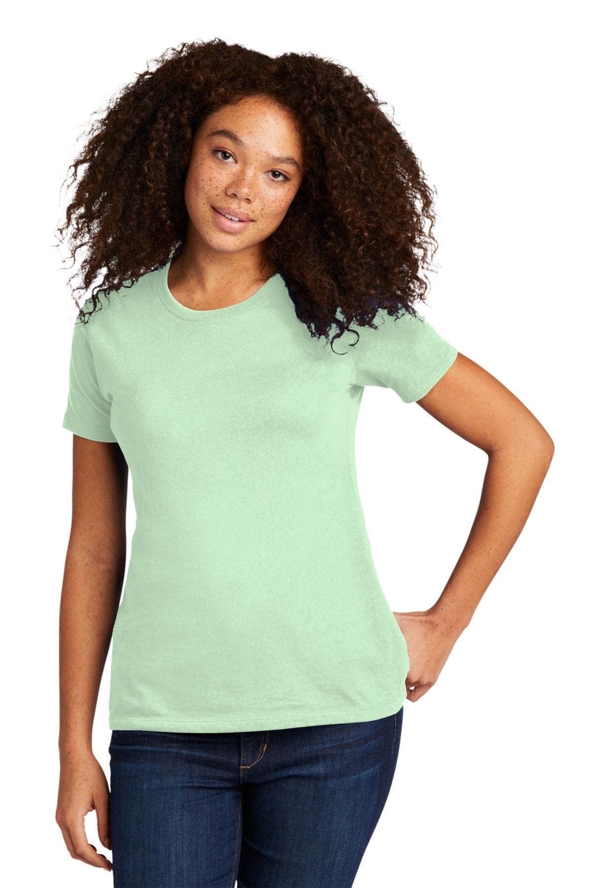 Front View of Mint Next Level Apparel Women's Cotton Tee. NL3900
