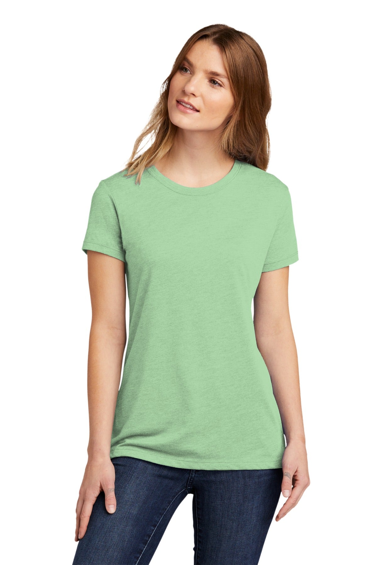 Front View of Mint Next Level Apparel Women's CVC Tee. NL6610