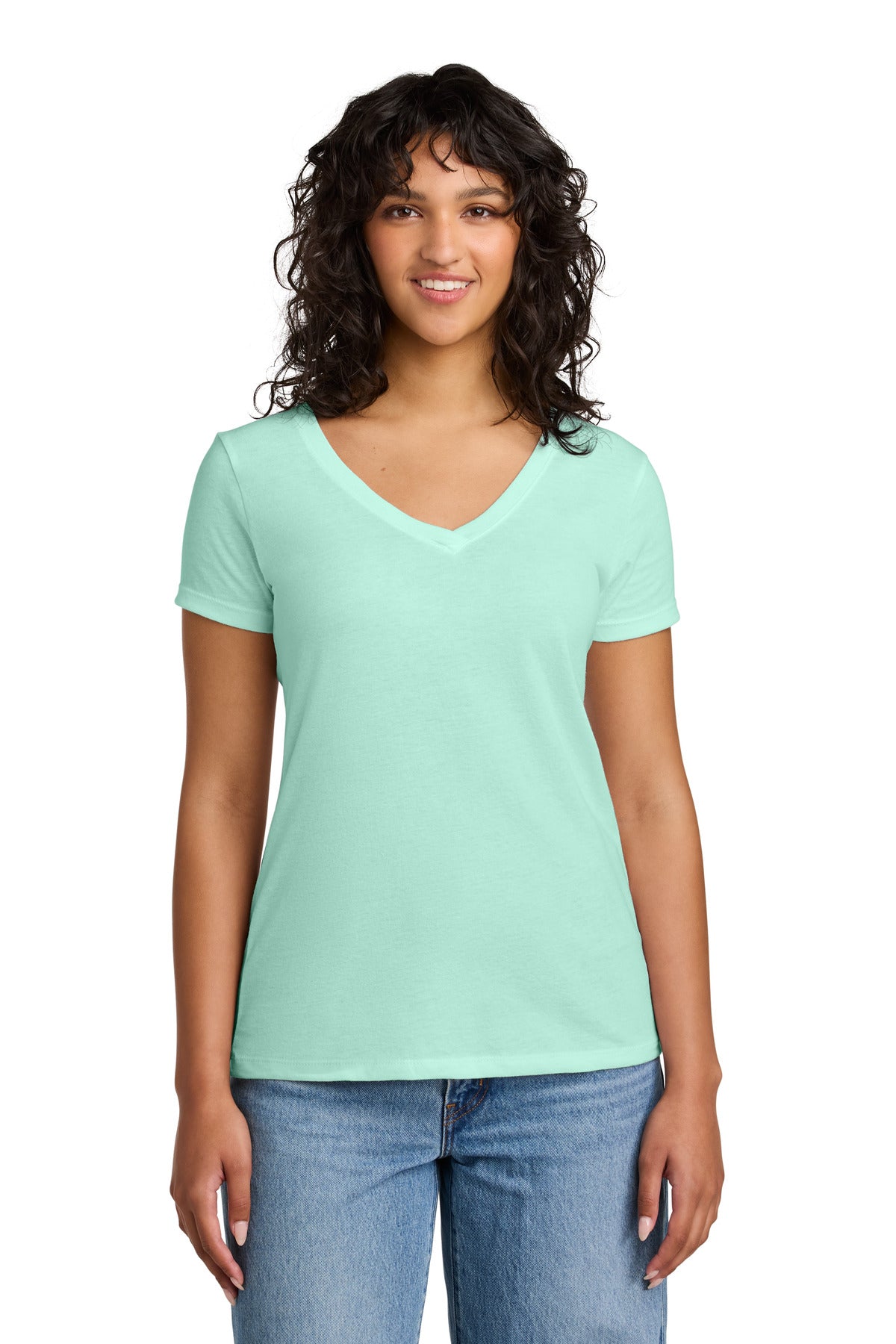 Front View of Mint Next Level Apparel Women's Ideal V-Neck Tee NL1540