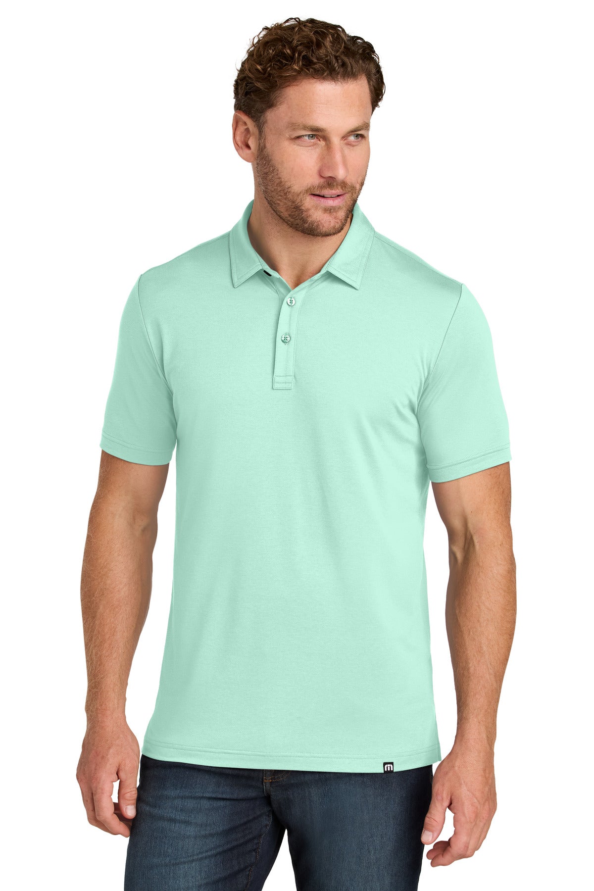 Front View of Mint TravisMathew Glenview Solid Polo TMA41461