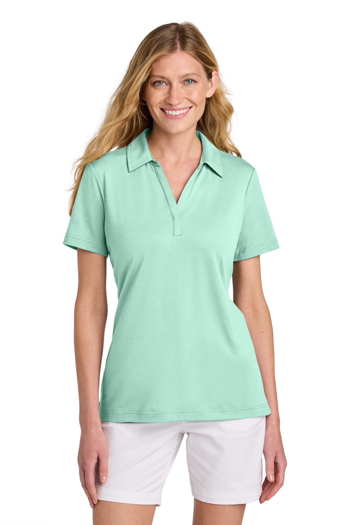 Front View of Mint TravisMathew Women's Glenview Solid Polo TM1LF071