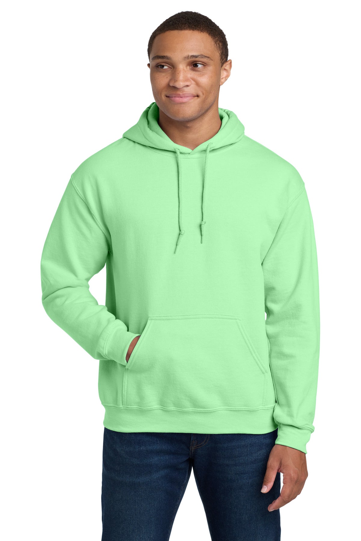 Front View of MintGreen Gildan - Heavy Blend Hooded Sweatshirt. 18500