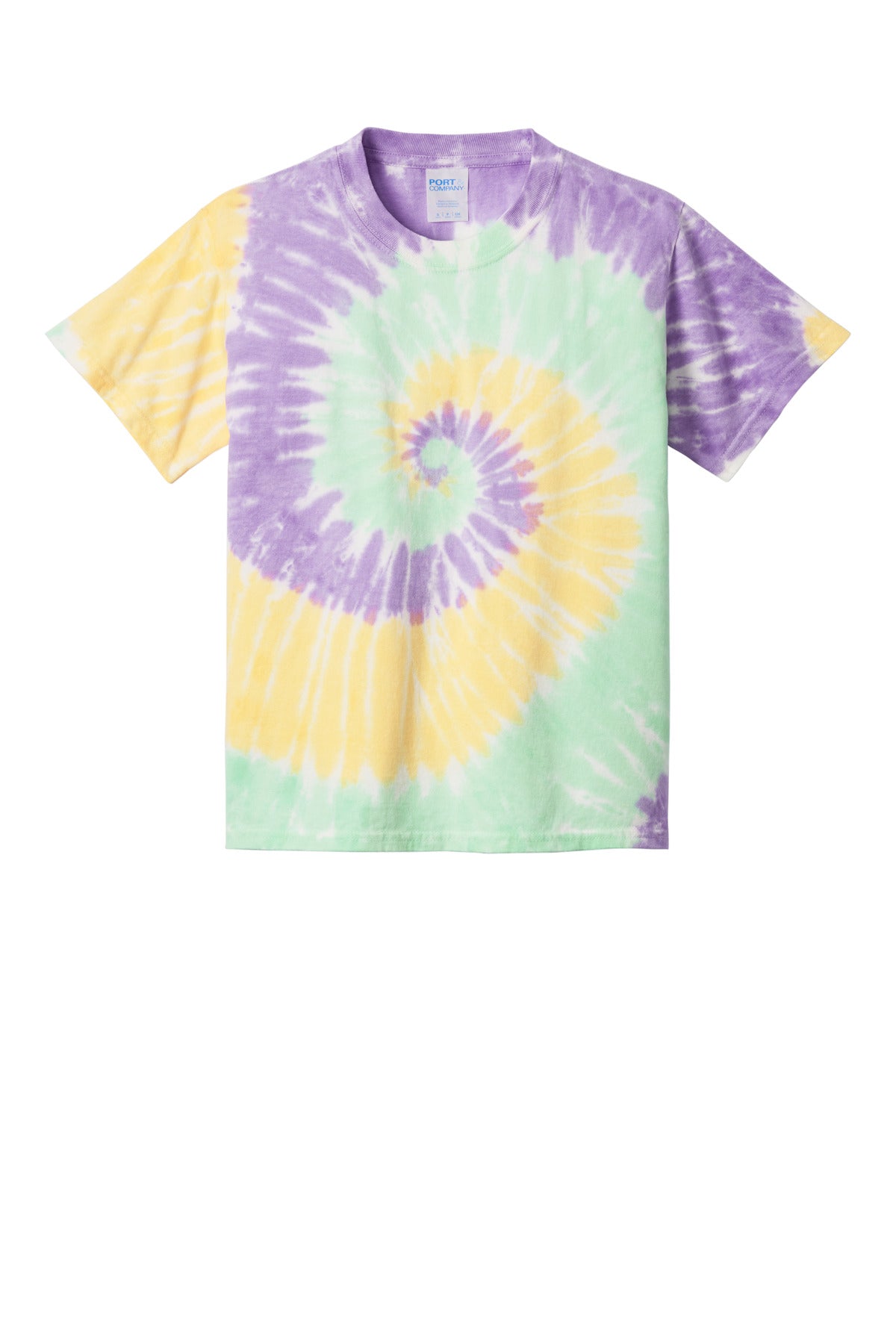 Front View of MintRnbw Port & Co Youth Tie-Dye Tee. PC147Y