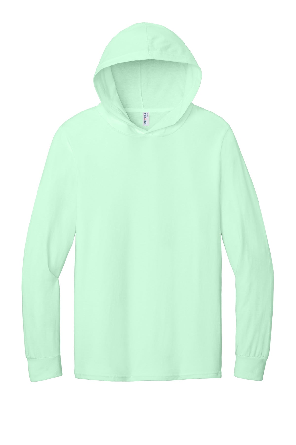 Front View of MintToBe Jerzees Classics Unisex Cotton Long Sleeve Hooded T-Shirt 363LH