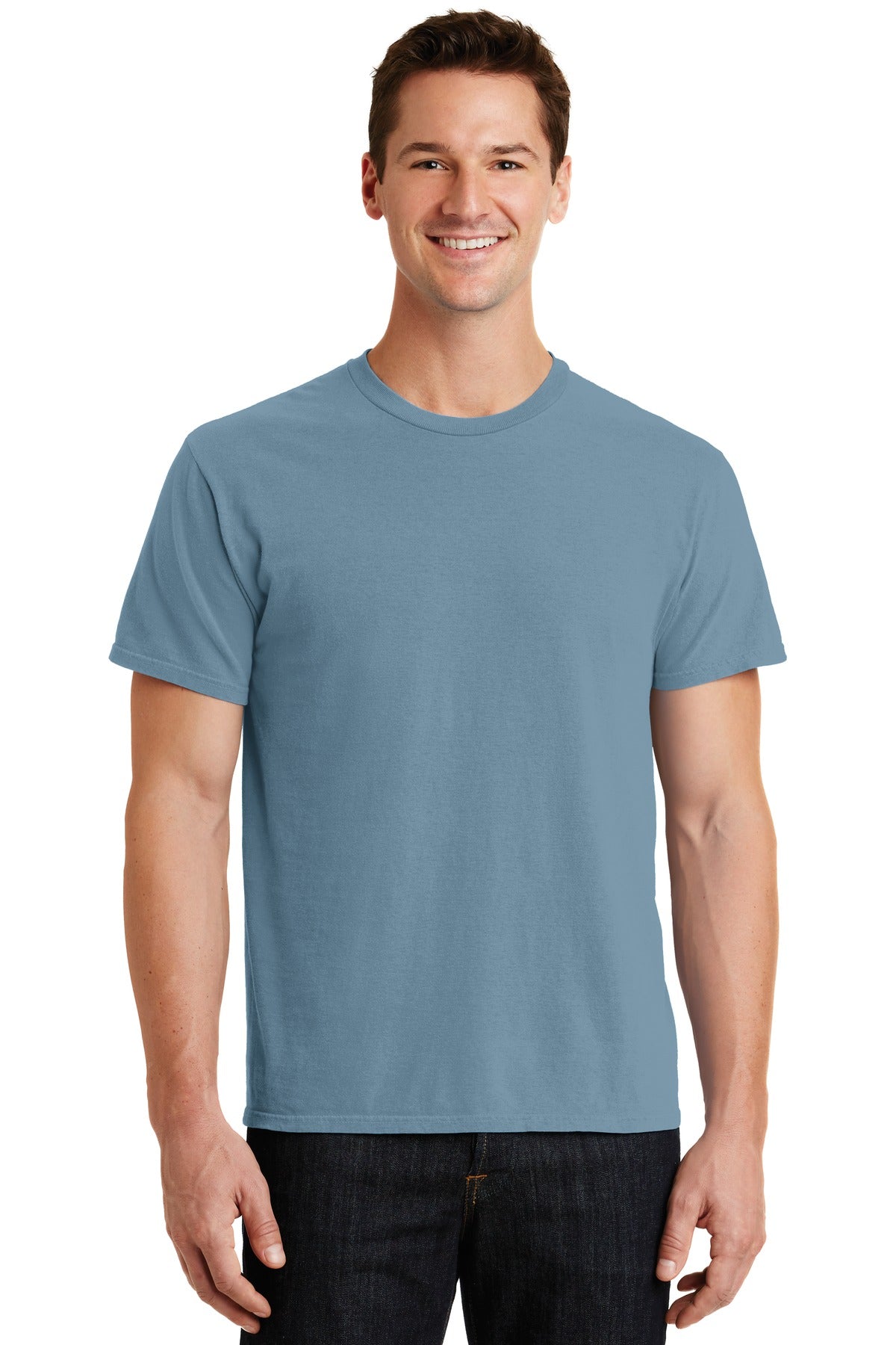 Front View of Mist Port & Co Beach Wash Garment-Dyed Tee. PC099