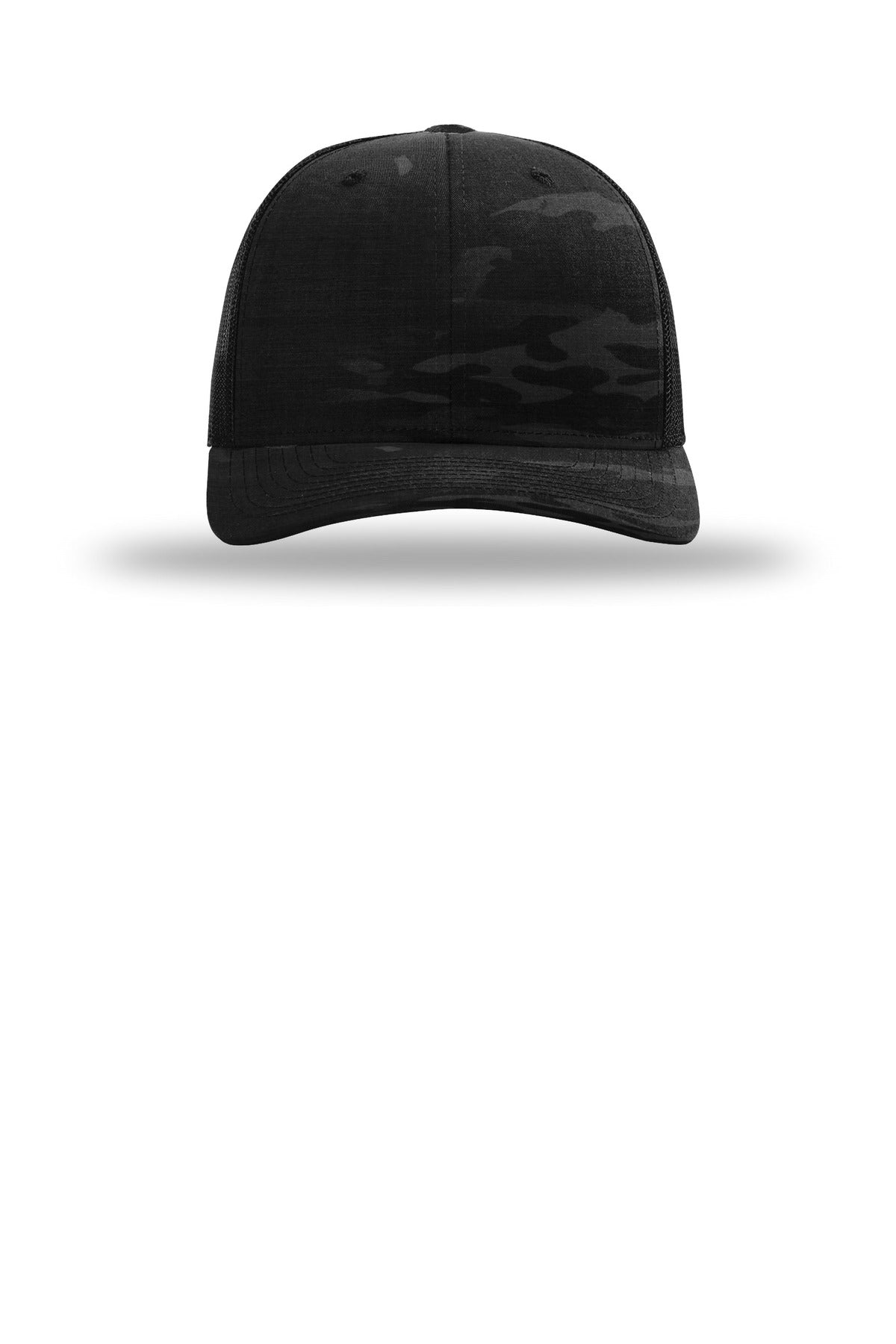 Front View of MltcmBk/Bk Richardson Printed Tactical Trucker 112PT