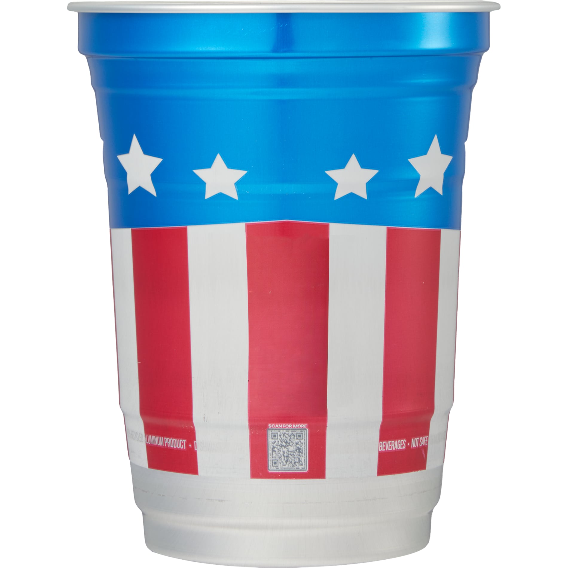 Front View of Multi Top Cup America 250th Aluminum Cup 16oz plain