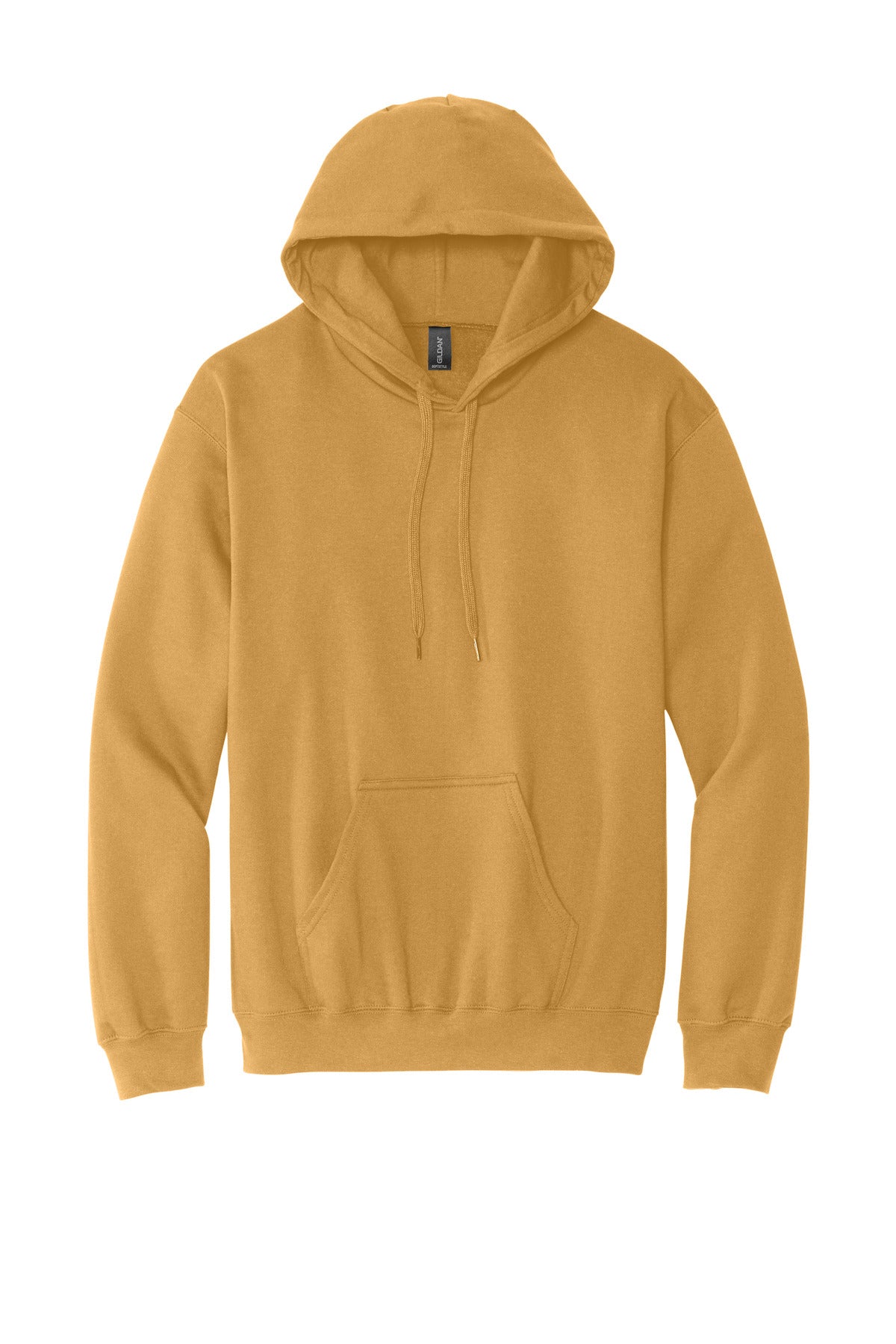 Front View of Mustard Gildan Softstyle Midweight Pullover Hooded Sweatshirt SF500