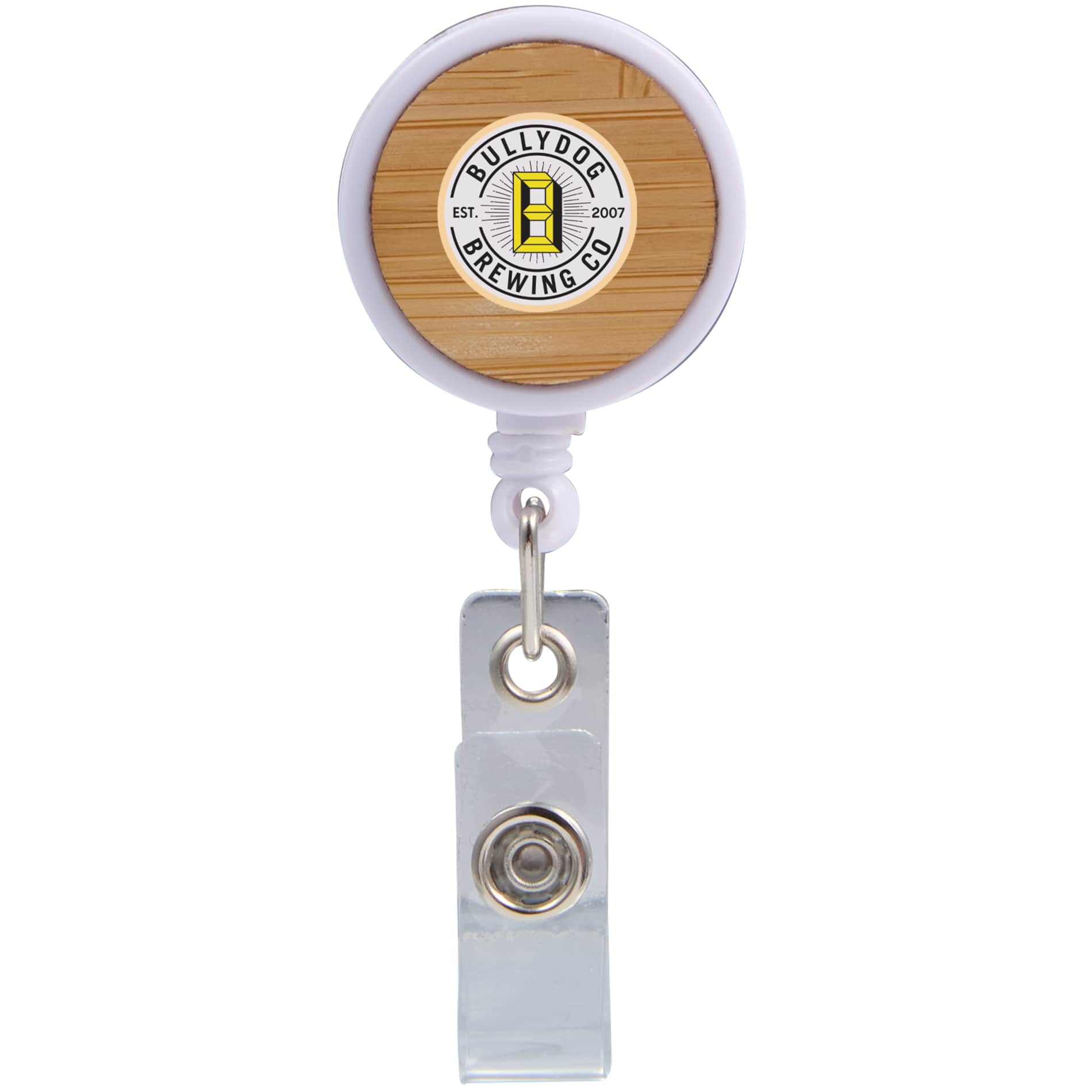 Front View of Natural Bamboo Badge Holder