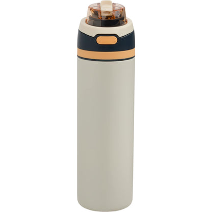 Front View of Natural Elvin 28oz Recycled Stainless Flip Straw Bottle plain
