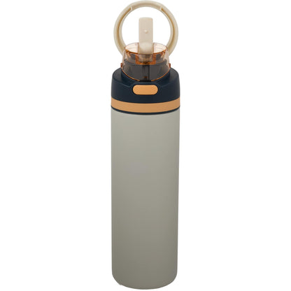 Front View of Natural Elvin 28oz Recycled Stainless Flip Straw Bottle plain